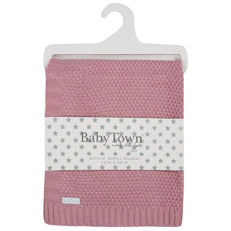 BABY DUSKY PINK KNITTED BLANKET - (PK4) 19C263