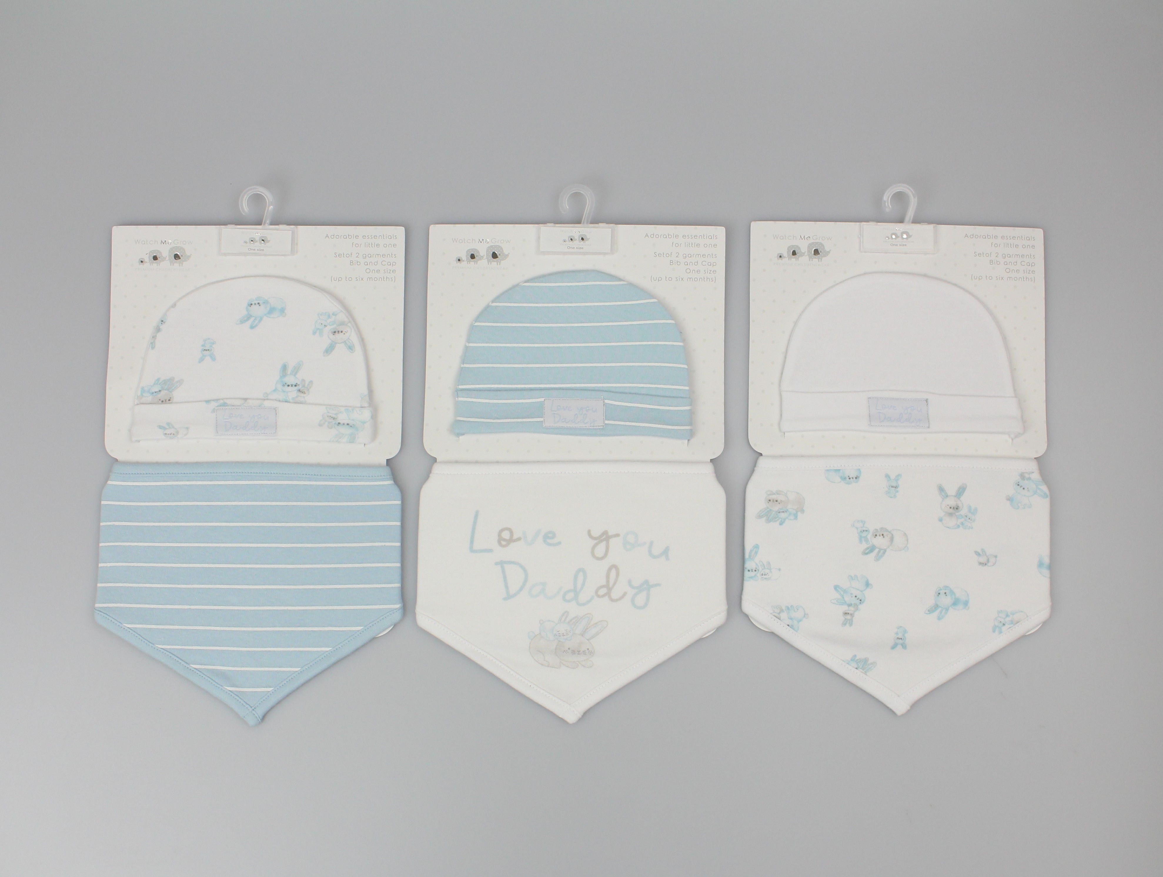 Baby Cotton Bib Cap Gift Set Love You Daddy/Blue- (OneSize