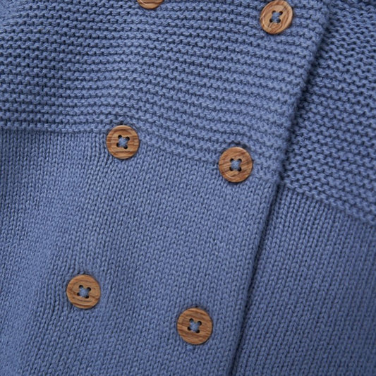 Baby Organic Double Knit Cardigan - Dusky Blue (0-12m) (PK6) C05714