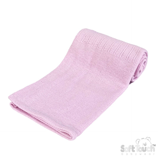 PINK DELUXE PERSONALISATION COTTON BABY BLANKET (PK6) CBP60-P