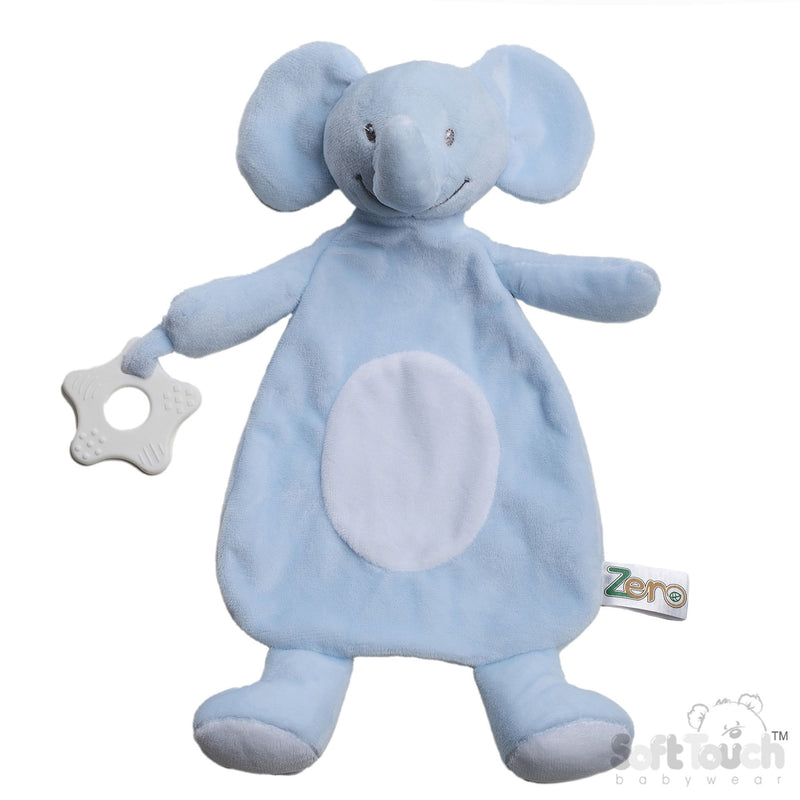 Baby Eco Recycled Elephant Teething Comforter - Blue (PK6) EBC66-B