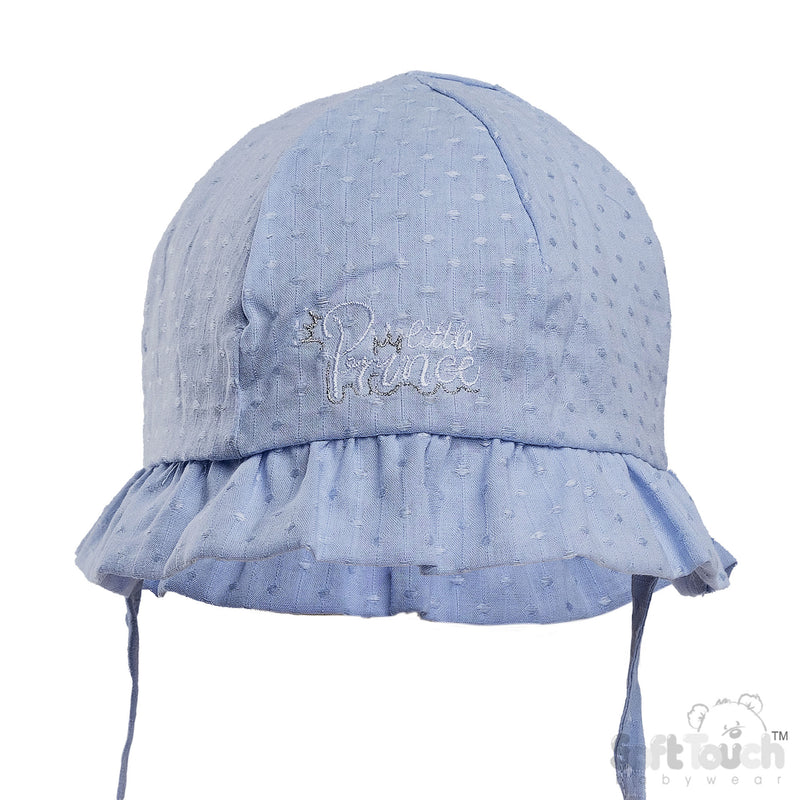 BLUE HAT W/LITTLE PRINCE EMB  (0-24 M) (PK 6) H86-B