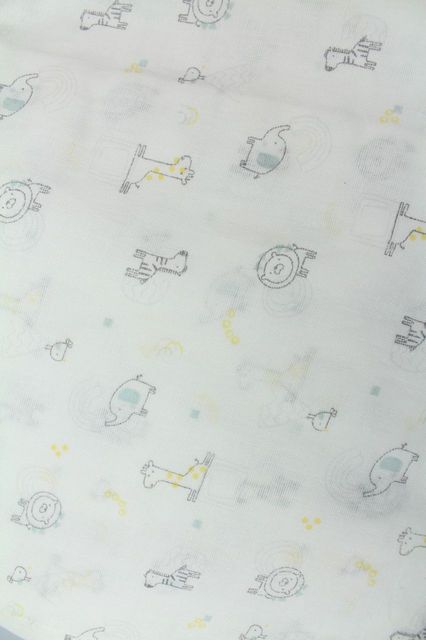 Blanket double layer flat muslin w/ crinkle comforter Shape Jungle- Mint (PK6)- E13411