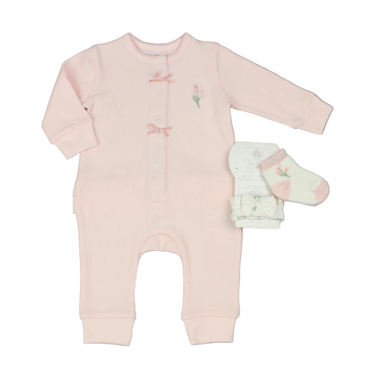 Baby Girls 3pc Romper Set - Pink (0-9m) (PK6) M15987