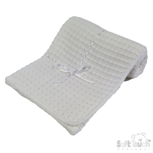 White Waffle Shawl - Ribbon (95x95cm) (PK4) SH12-W