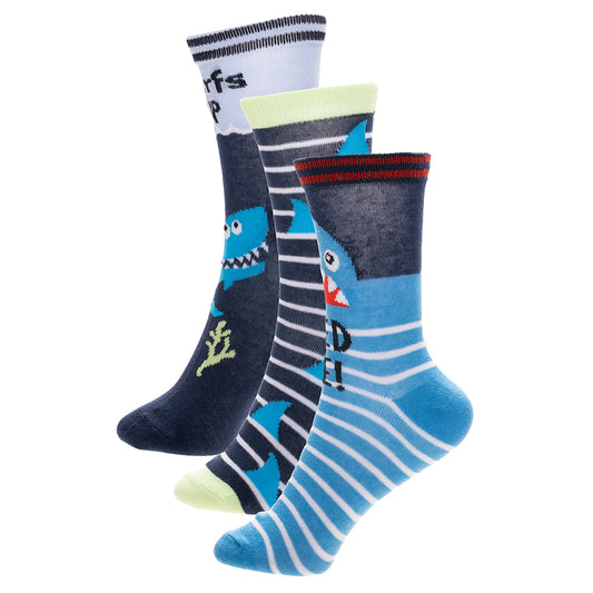 Boys 3pk Socks - Faces/Shark (PK12) (9-12 to 4-6) SK1399