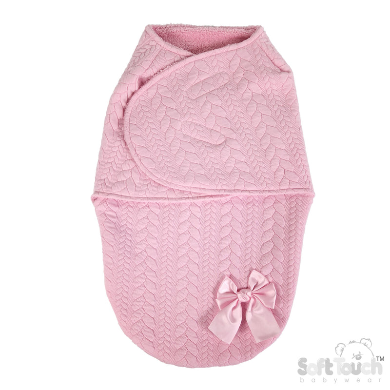 PINK CABLE SWADDLE WRAP (NB-3m) (PK4) SW120-P
