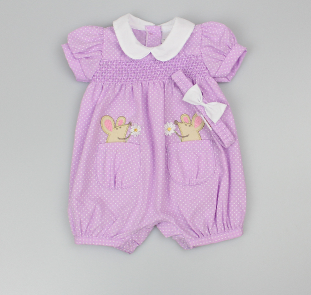 2pc Baby Girls Romper Set - Purple (0-9m) (PK6) - K14241