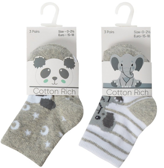 Baby Cotton Rich Socks - Panda (3-5.5) (PK4) 44B972