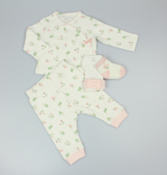 Baby Girls 4pc Set - Floral/Cream (0-9m) (PK6) M15989