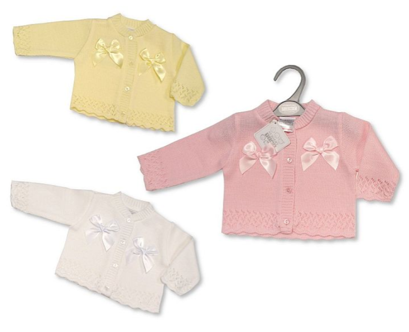 Knitted Baby Girls Cardigan with Bows (0-9 Months) (PK6) Bw-10-579