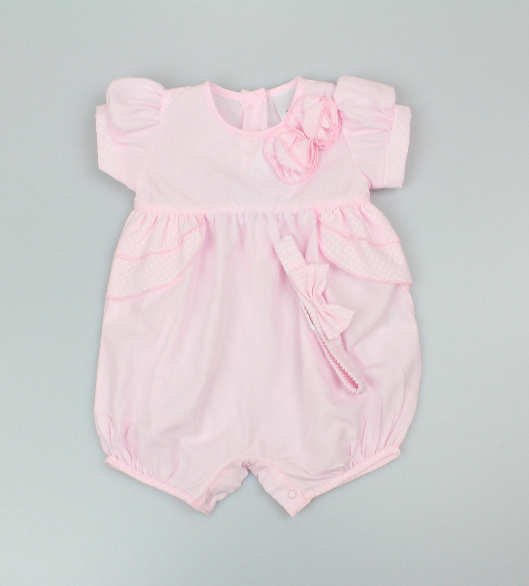2pc Baby Girls Romper Set - Pink (0-9m) (PK6) - K14240