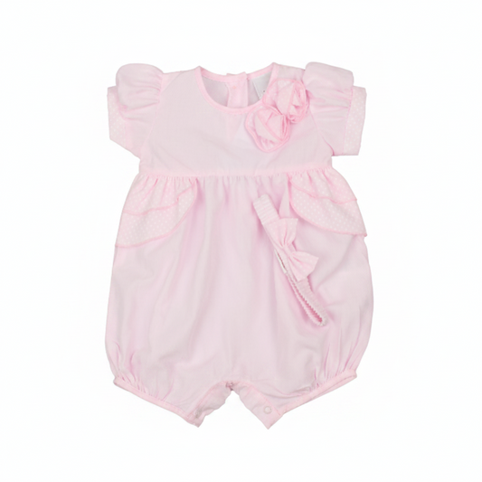 2pc Baby Girls Romper Set - Pink (0-9m) (PK6) - K14240