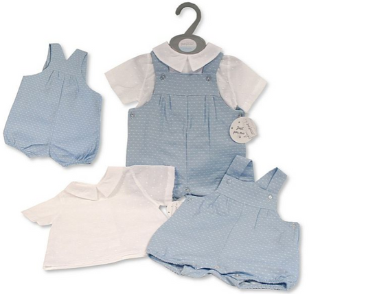 Baby Boys Dungaree Set - Sky - (12-24m) (PK6) BIS-2120-6143a