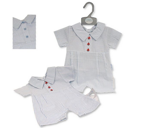 Baby Boys Striped Short Romper with Back Opening (NB-6m) (PK6) Bis-2120-6112