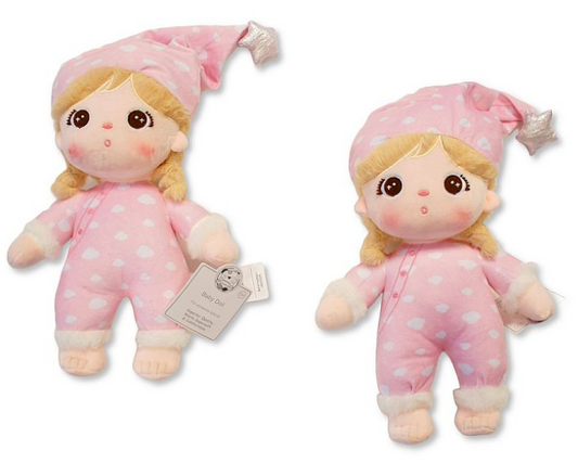 Baby Girls Soft Doll with Pink All-in One and Hat (32cm) (PK6) GP-25-1323