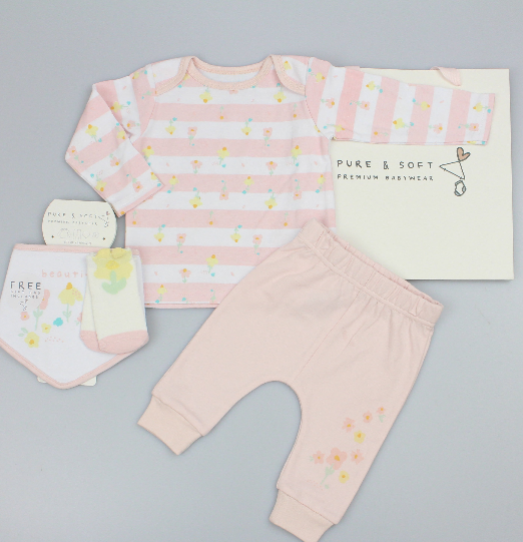 4pc Gift Set w/Bag - Stripes (0-6m) (PK6) M15868
