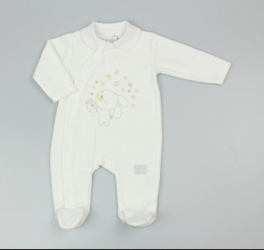 Baby Velour All in One - Cream/Bunny (0-9M) (PK6) M15978
