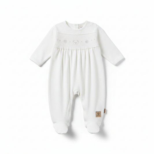 Baby Velour All in One - Grey Smocked (0-9M) (PK6) M15973