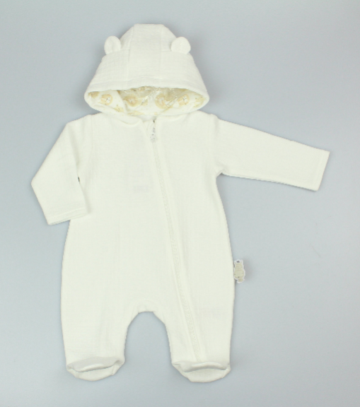 Baby Plain Hooded All in One - Cream (0-9m) (PK6) M15960