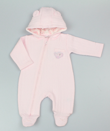 Baby Plain Hooded All in One - Pink (0-9m) (PK6) M15951