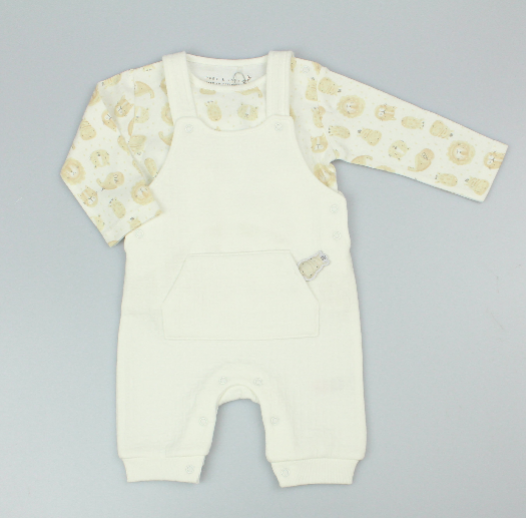 Baby Quilted Dungaree Set - Cream (0-9m) (PK6) M15961