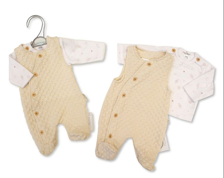 Premature Baby Boys 2 pcs Jacquard Dungaree Set - Space (3-8lbs) (PK6) PB-20-730