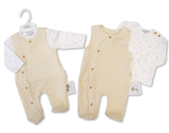 Baby Boys 2 pcs Jacquard Dungaree Set - Space (NB-9m) (PK6) BIS-2020-2649