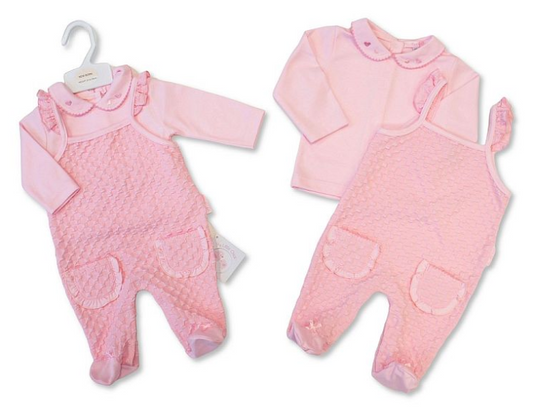 Baby Girls Jacquard 2 pcs Dungaree Set with Pockets (NB-9m) (PK6) BIS-2020-2634