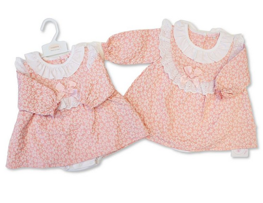 Baby Girls Dress with Lace and Bow - Flowers (NB-9m) (PK6) BIS-2020-2630