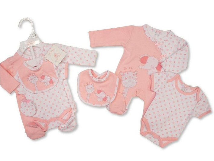 Premature Baby Girls 4 Pieces Set - Elephant and Giraffe (3-8lbs) (PK6) PB-20-737P