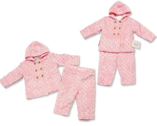 Baby Girls Hooded 2 pcs Set with Buttons (0-6m) (PK6) BIS-2020-2607