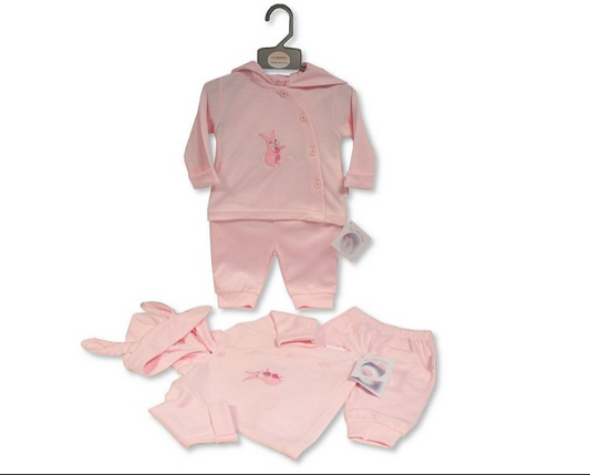 Baby Girls 2 pcs Set with Hood - Bunny (PK6) (NB-6) BIS-2020-2559