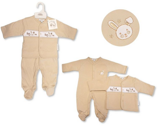 Baby Velour 2 pcs Set with Smocking - Hug Me (NB-6m) (PK6) BW-13-414