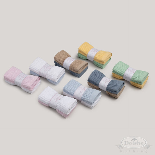 Ribbed Face Cloth - Mix Colours (PK48) T304-DB