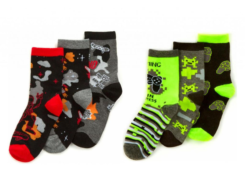 Triple Pack Cotton Rich Socks - Gaming & Space  (6-3.5) (PK12) 42B782