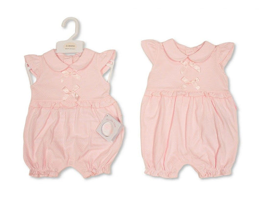 Baby Girls Short Romper with Bows (NB-6m) (PK6) - BIS-2120-6406