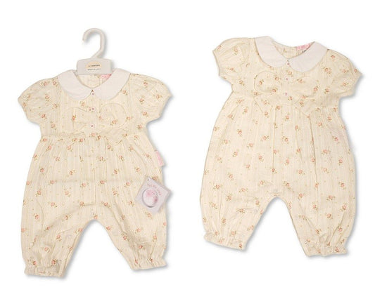 Baby Girls Floral Long Romper with Bow (NB-9m) (PK6) BIS-2120-6436