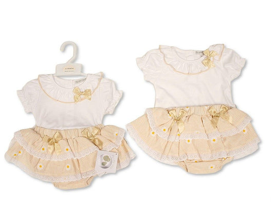 Baby Girls Tiered Gingham Skirt Set with Lace and Bows (NB-9m) (PK6) BIS-2120-6438