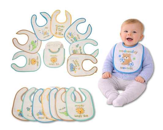 Baby Days of the Week Bibs - Boys (19x15cm) (PK6) BW-104-832