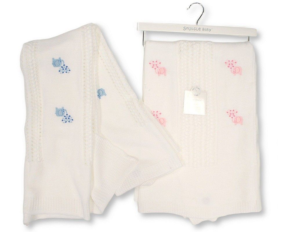 Baby Shawl with Embroidery on Hanger - Elephant (84x100cm) (PK1) BW-110-425