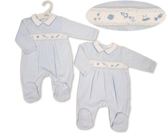 Baby Boys Velour All in One with Smocking - Space Adventure (NB-6m) (PK6) - BW-13-426