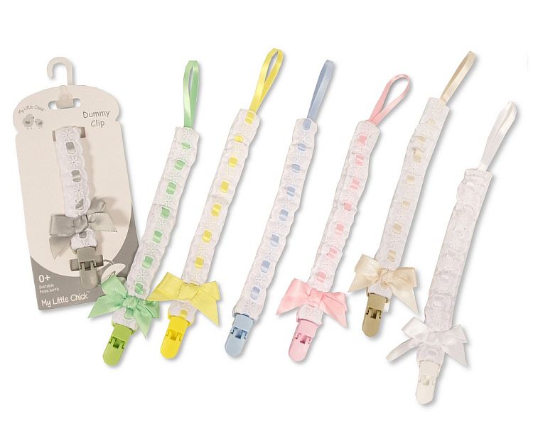Baby Dummy Clip with Lace Band and Bow (PK6) GP-25-1124