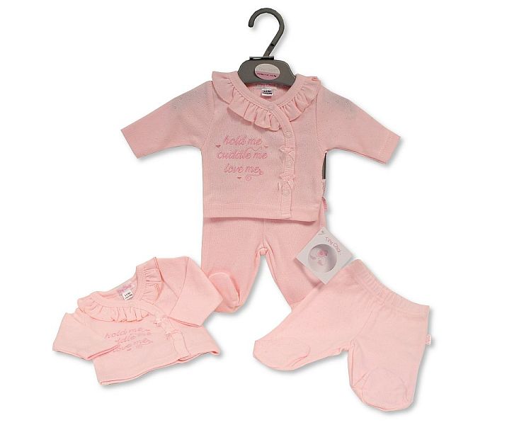 Premature Baby Girls 2 pcs Set with Bows - Hold Me (3-8lbs) (PK6) PB-20-607P