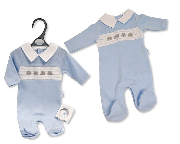 Premature Baby Boys Sleepsuit with Smocking - Elephant (3-5 to 5-8Lbs) (PK6) Pb-20-658
