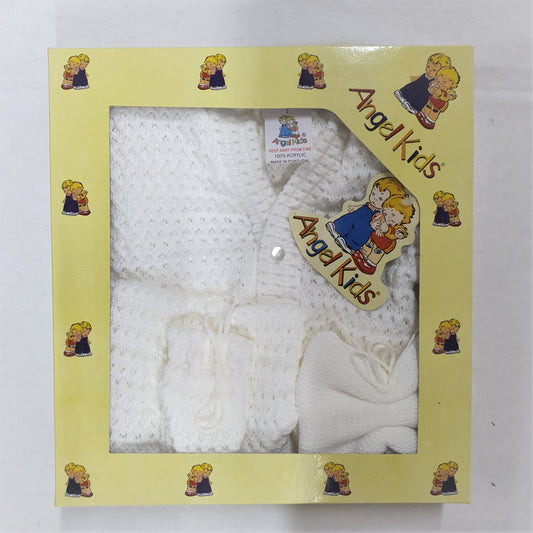 Baby Boxed 4 pcs Knitted Set - White ( 0-6 Months) 1037-W