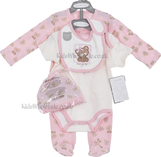 Baby Girls Teddy 5 Pce Net Bag Gift Set (NB-6 Months)(45JTC6246)Unit Price:£5.40 - Kidswholesale.co.uk