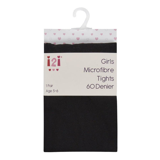 Girls Microfibre Tights 60 Denier - Black - 3-12 Years (46B435) - Kidswholesale.co.uk