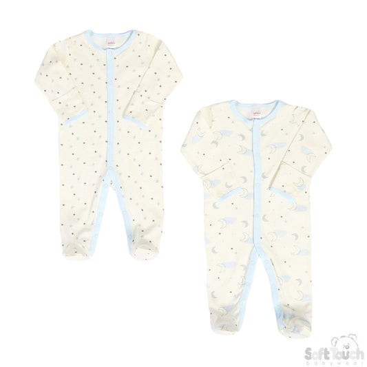 BOYS 2 PACK STARS & CLOUDS SLEEPSUIT (0-9 MONTHS) CC102-SS