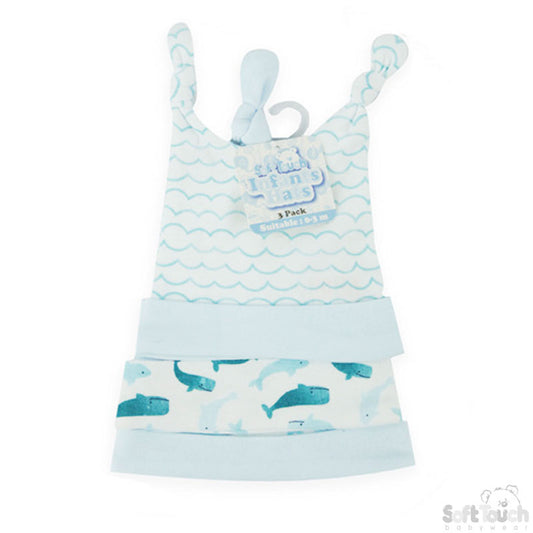 3 Pack baby Assorted Whale Hat (0-3 Months)-4CC204-H